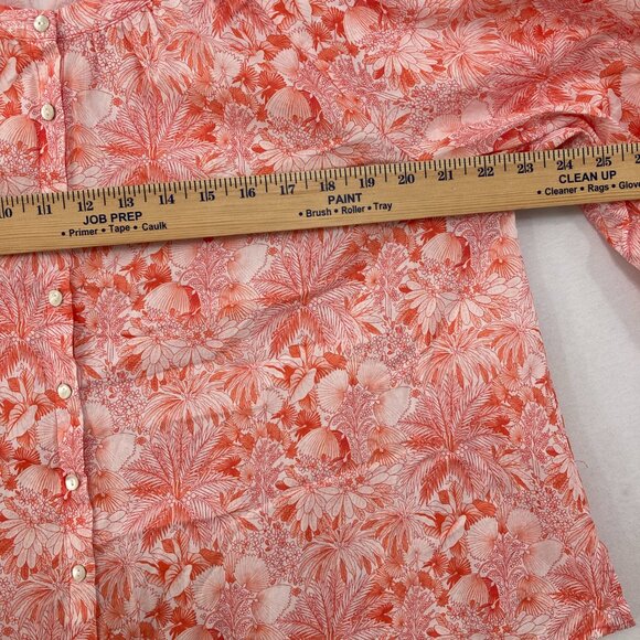 Tommy Bahama Large Red White Floral Puff Sleeve Button Down Blouse Feminine - Picture 7 of 11